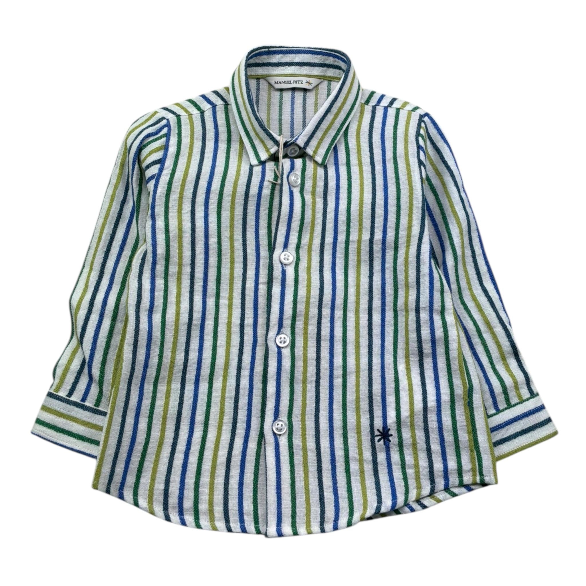 Manuel Ritz Camicia Manica Lunga Fantasia A Righe per Neonato MR3116 BIANCO MANUEL RITZ 