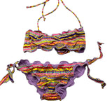 Mefui Costume Modello Bikini Tinta Unita Con Fantasia Fascia-Slip Multicolor Per Bambina