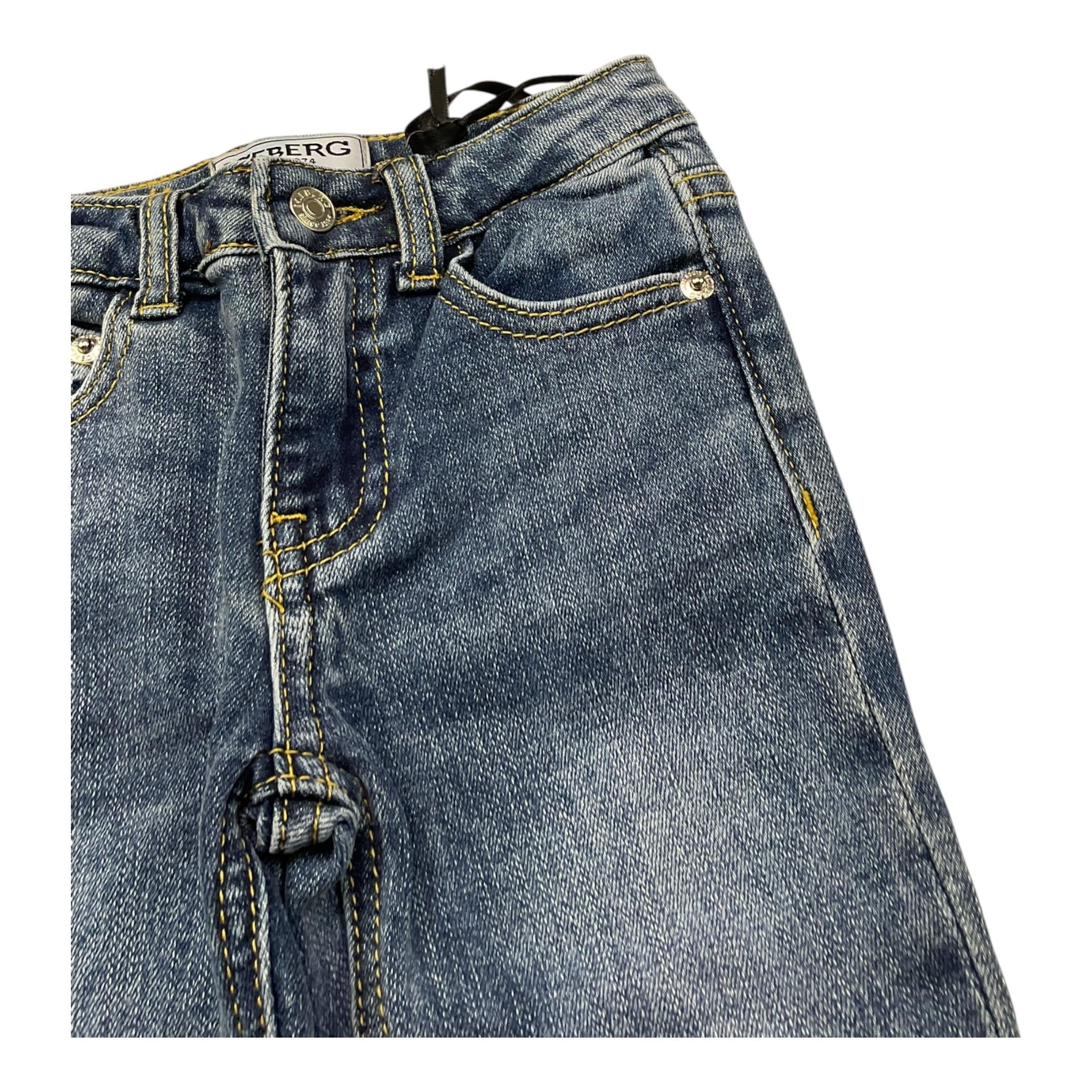 Iceberg Jeans Tinta Unita con Girovita Regolabile per Neonato PTICE4313BN BLU ICEBERG 