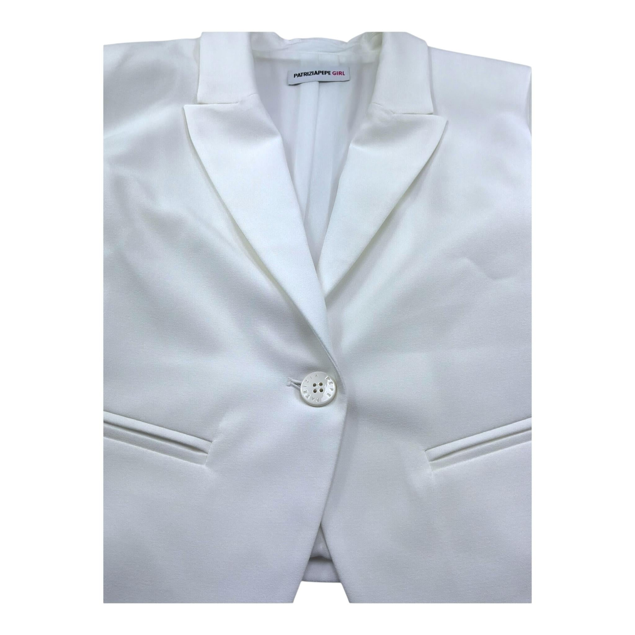 Patrizia Pepe Giacca Tinta Unita Modello Crop per Bambina 7S0277 BIANCO PATRIZIA PEPE 