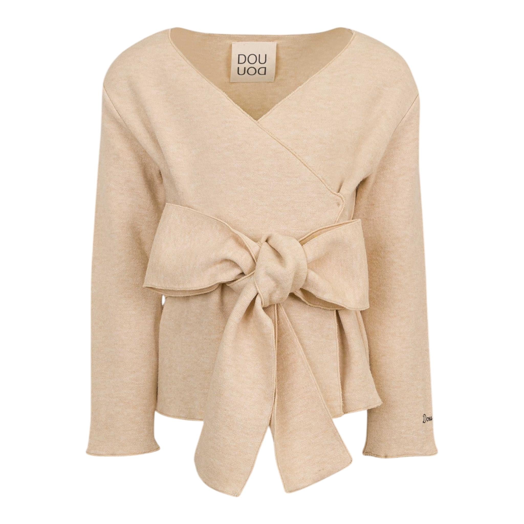 DOU DOU cardigan tinta unita con fasce Beige per Bambina DV4A30 BEIGE DOU DOU 