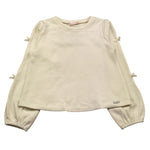 LIU JO felpa chiusa girocollo tinta unita con fiocchi Panna per Bambina KF4115 PANNA LIU JO 