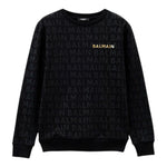 Balmain Felpa Girocollo Tinta Unita Logata per Bambino BT4P90 NERO BALMAIN 