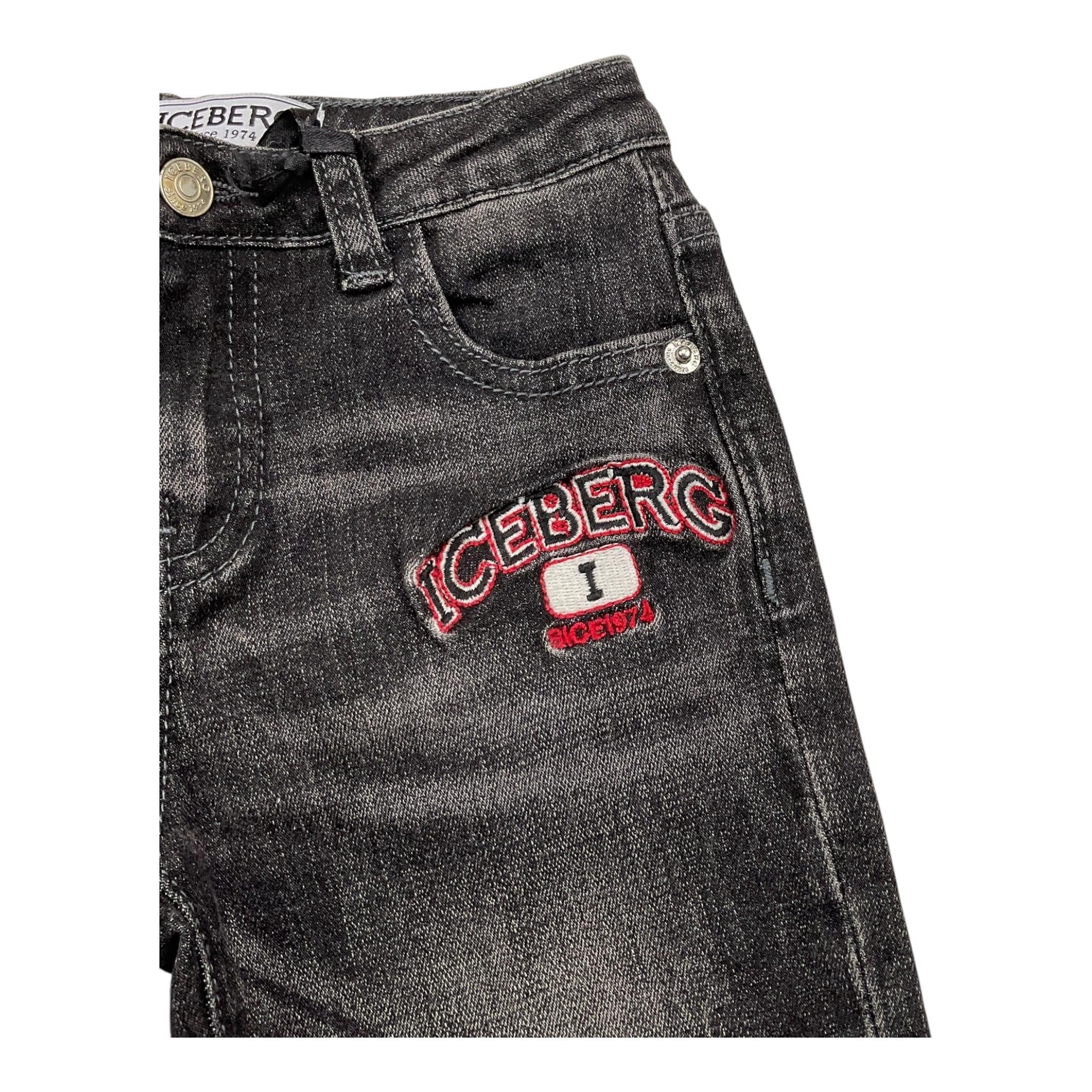 ICEBERG jeans tinta unita con girovita regolabile Nero per Neonato PTICE5308BXXX NERO ICEBERG 