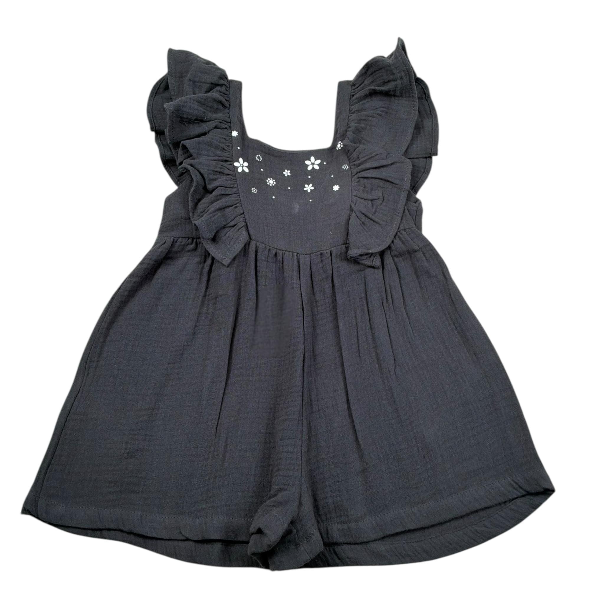 Petit Indi Tuta Tinta Unita con Stampa per Neonata SS25BK5026X GRIGIO PETIT INDI 