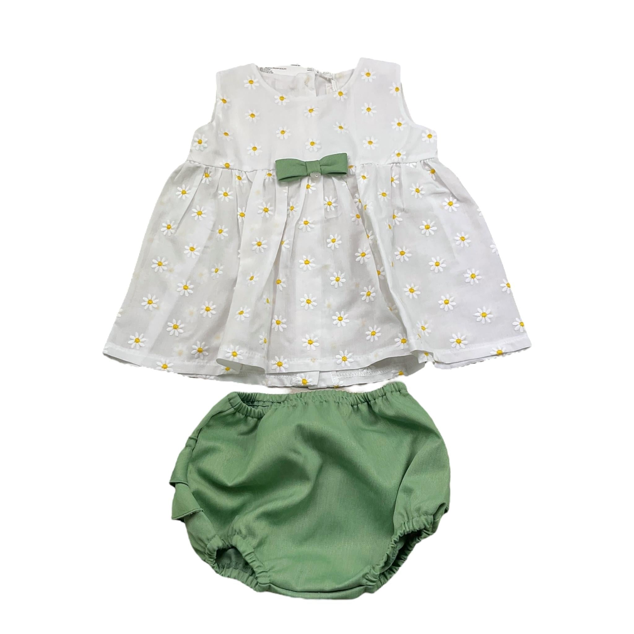 Ninnaoh Set Abito-Coulotte Tinta Unita con Fantasia Margherite per Neonata E25CO55 BIANCO NINNAOH 