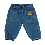 Moschino Jeans Tinta Unita con Elastico In Vita per Neonato MUP05S BLU MOSCHINO 
