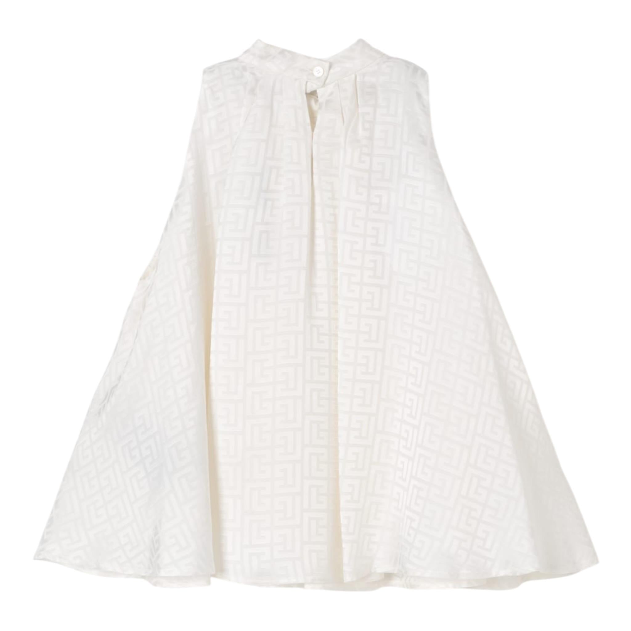 Balmain Abito Giromanica Tinta Unita per Bambina BW1D62 PANNA BALMAIN 