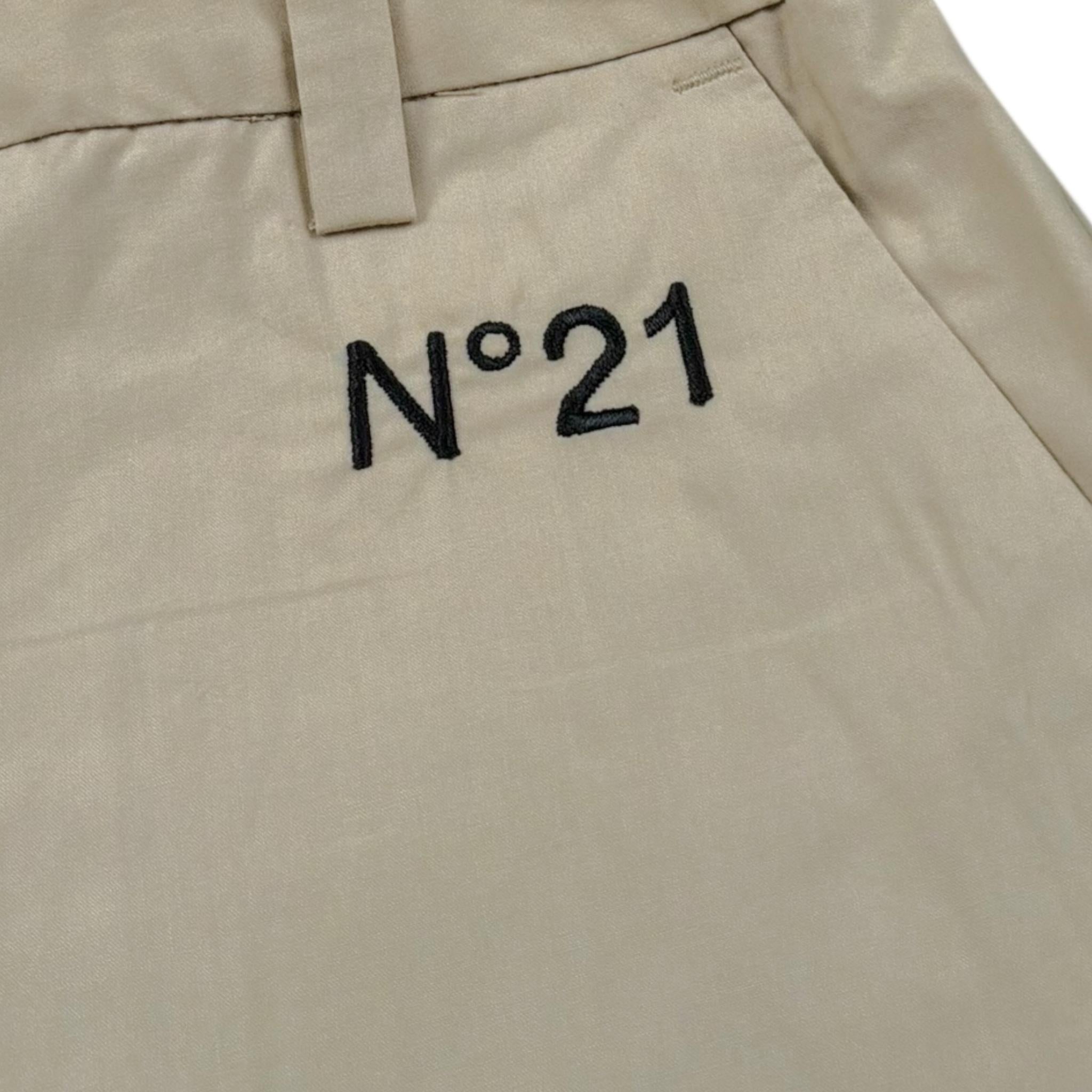 N°21 Short Tinta Unita con Logo per Bambina N2101D BEIGE N°21 