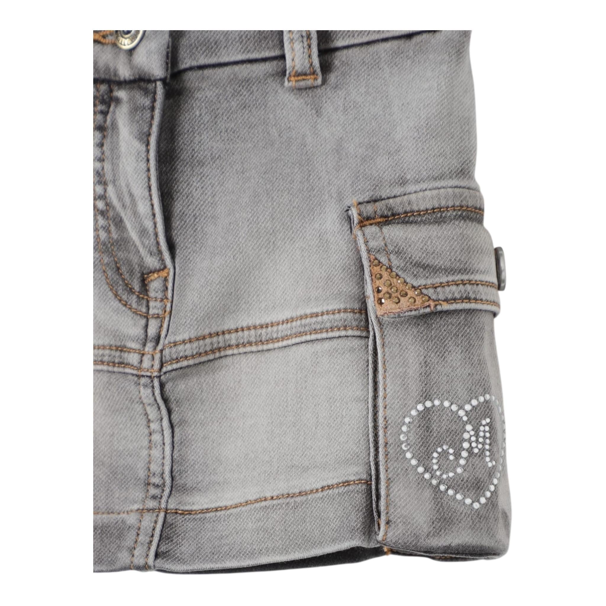 Monnalisa Gonna In Denim Tinta Unita con Girovita Regolabile per Bambina 19D701 GRIGIO MONNALISA 