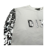 Dixie Felpa Chiusa Girocollo Tinta Unita con Maniche Paillettate per Bambina LB09042G74 BIANCO DIXIE 