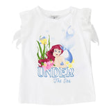Monnalisa T-Shirt Girocollo Tinta Unita con Stampa Ariel per Bambina 113629PC BIANCO MONNALISA 