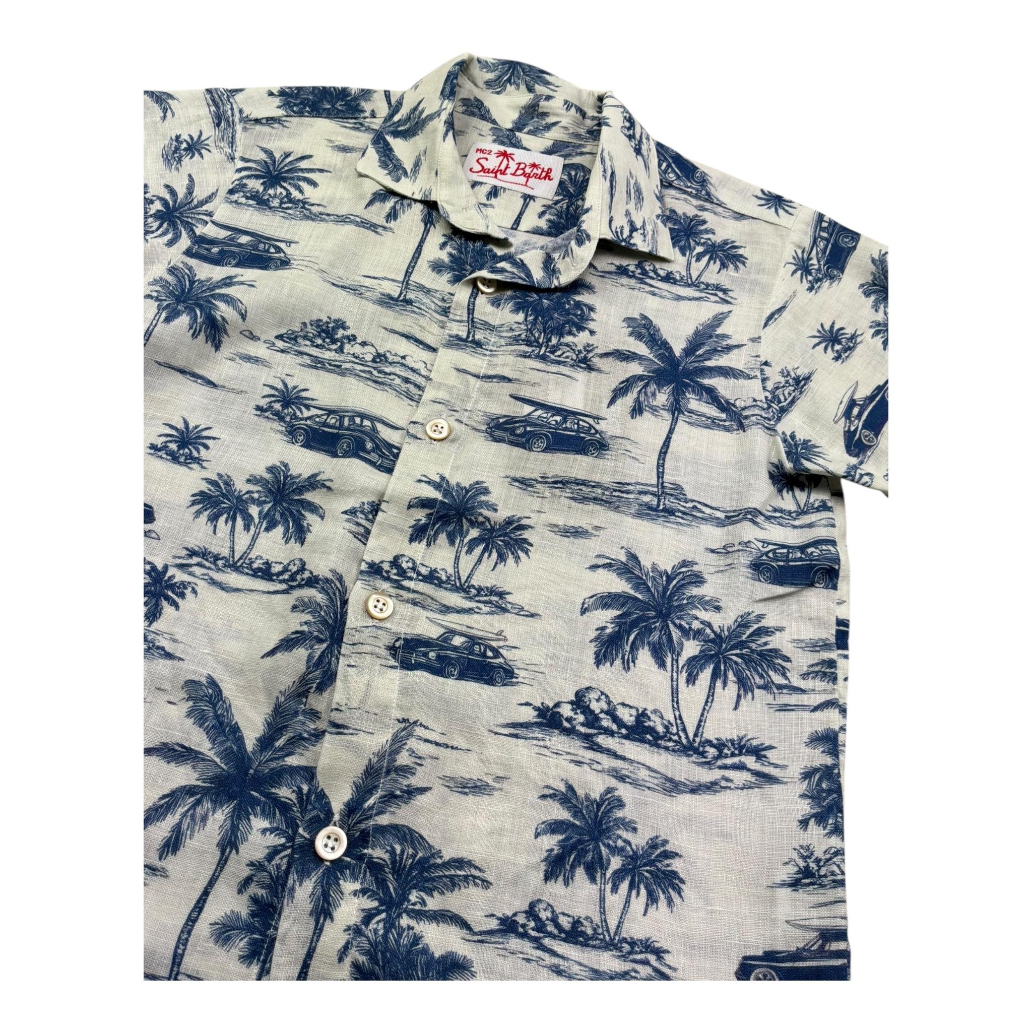 Saint Barth Camicia Mezza Manica Tinta Unita con Fantasia per Bambino 00860L BEIGE SAINT BARTH 