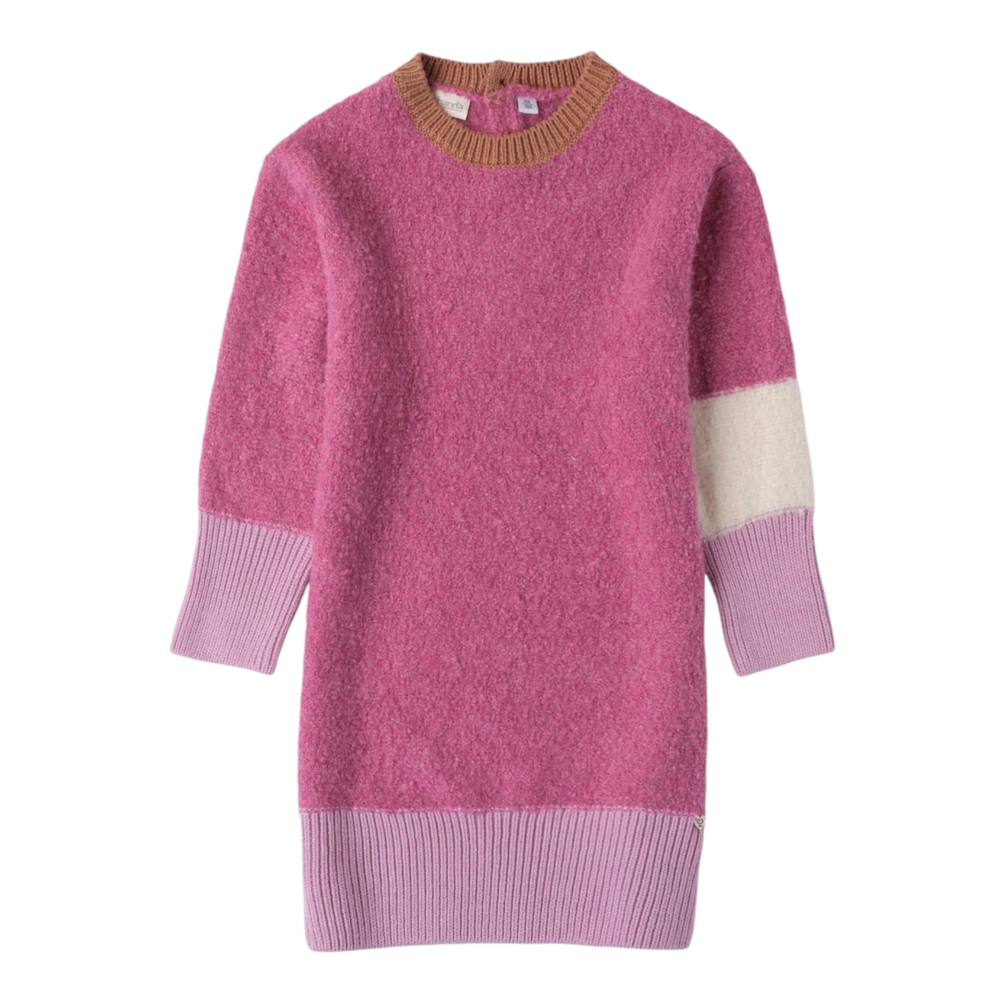SARABANDA abito in maglia tinta unita con profili in contrasto Rosa per Bambina A2103 ROSA SARABANDA 