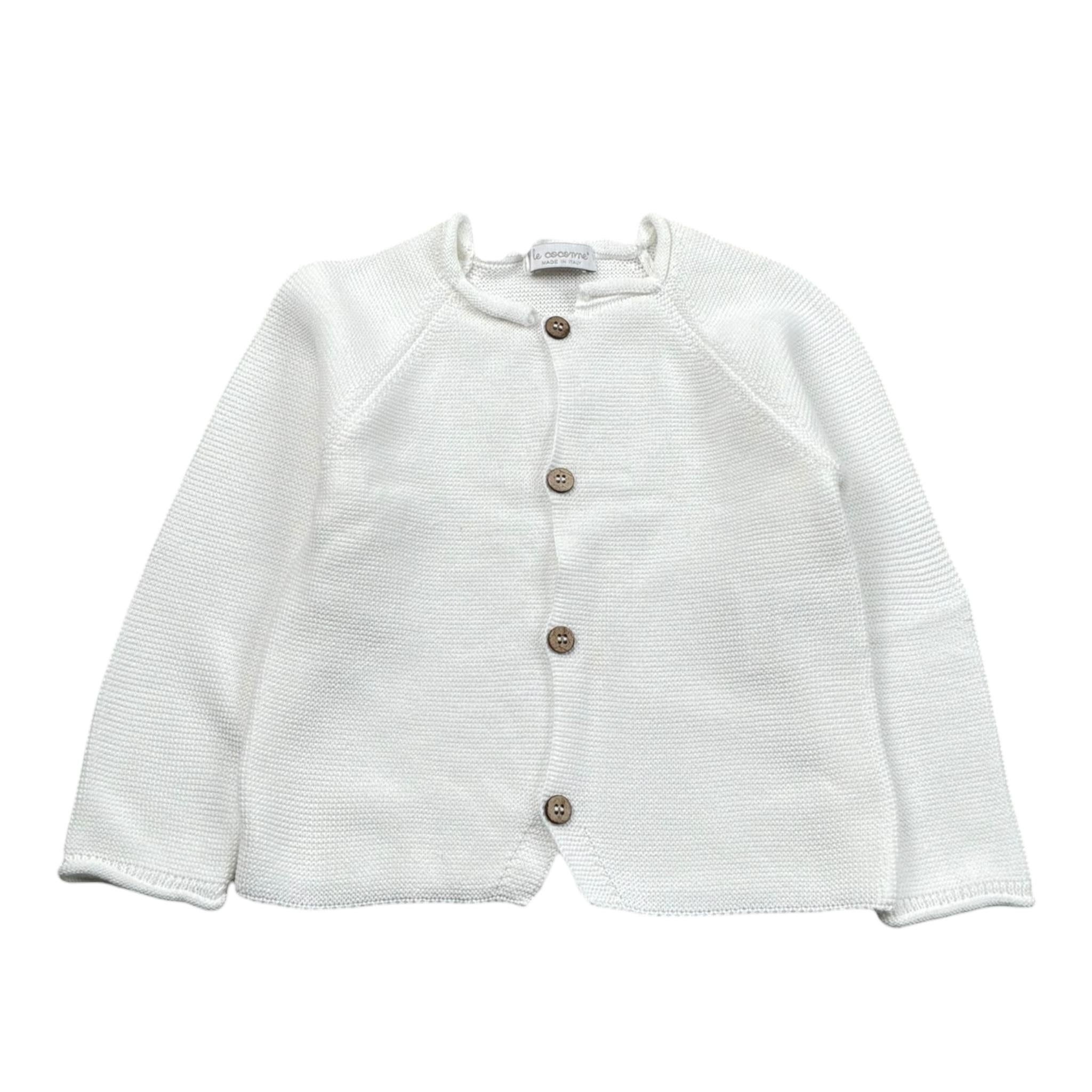 Le Coconne Cardigan Tinta Unita con Bottoni In Contrasto per Neonato LCN1592 BIANCO LE COCONNE 