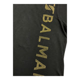 Balmain T-Shirt Tinta Unita Girocollo Con Stampa Logo Nero Per Bambina