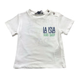 Please T-Shirt Girocollo Tinta Unita Con Maniche In Contrasto Bianco Per Neonato