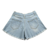 Magil Short In Denim tinta unita con Girovita Regolabile Azzurro per Bambina FN25082 AZZURRO MAGIL 