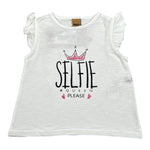 Please T-Shirt Girocollo tinta unita con Stampa Bianco per Neonata MO04030G BIANCO PLEASE 