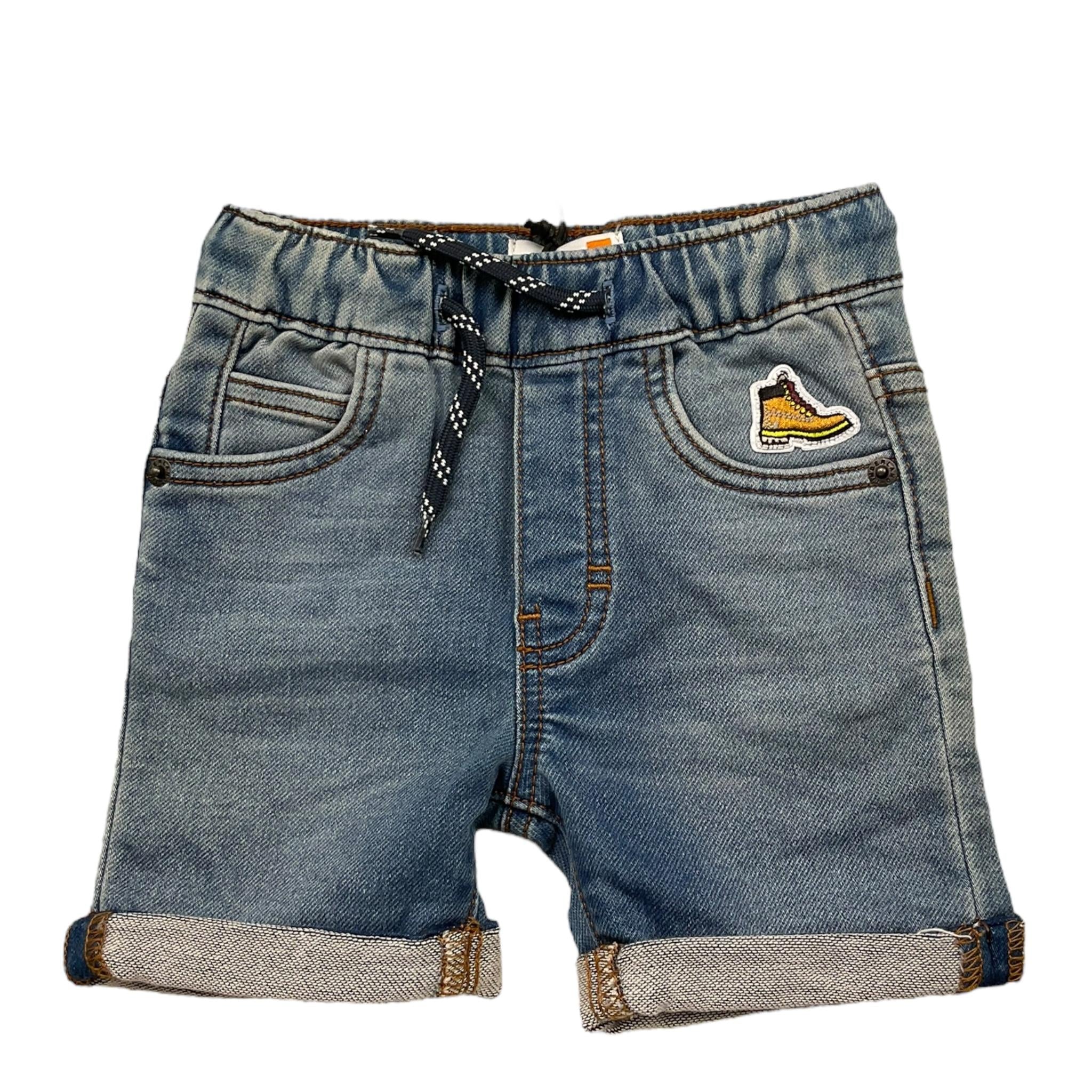 Timberland Bermuda In Denim Tinta Unita con Elastico In Vita per Neonato 22471 BLU TIMBERLAND 