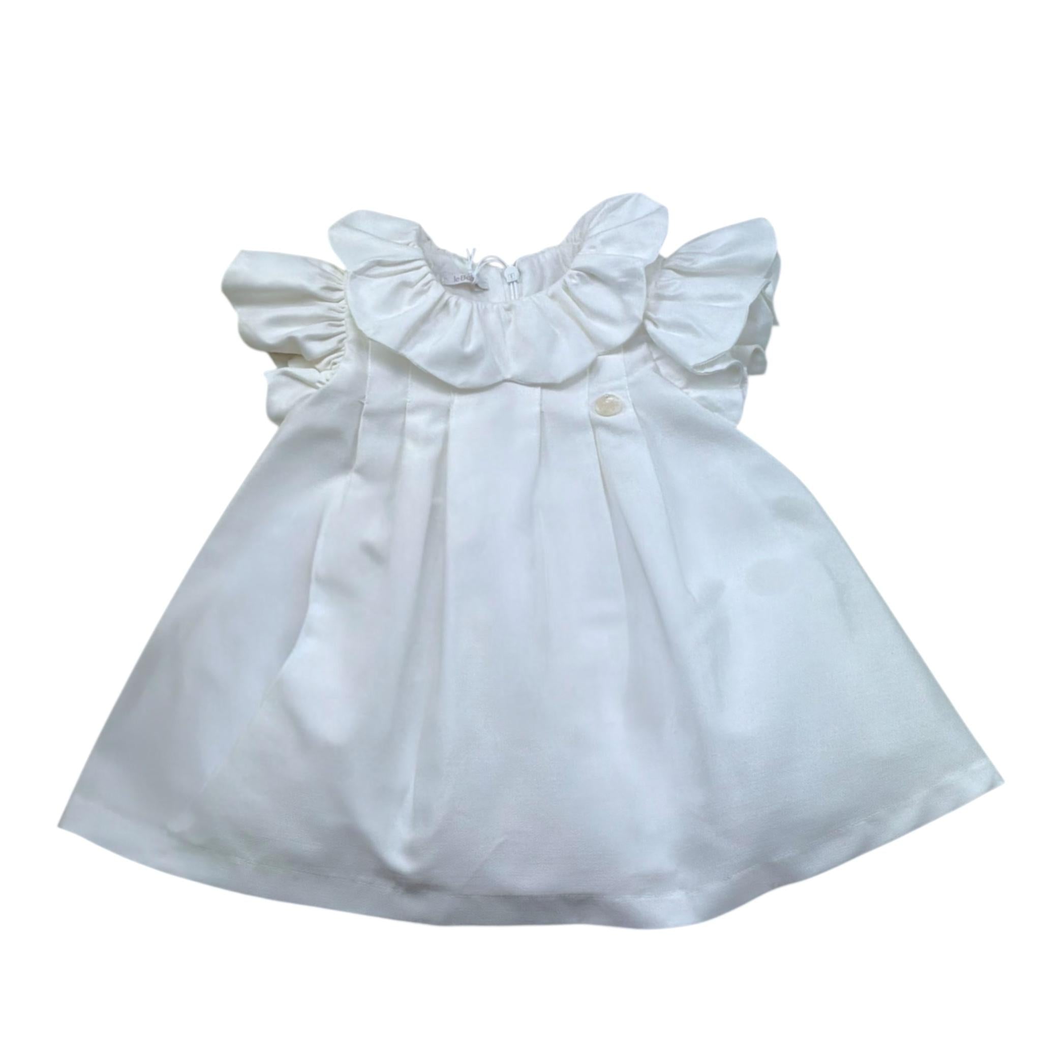 Le Bebe' Abito Tinta Unita con Rouches per Neonata LBG6396 BIANCO LE BEBE' 