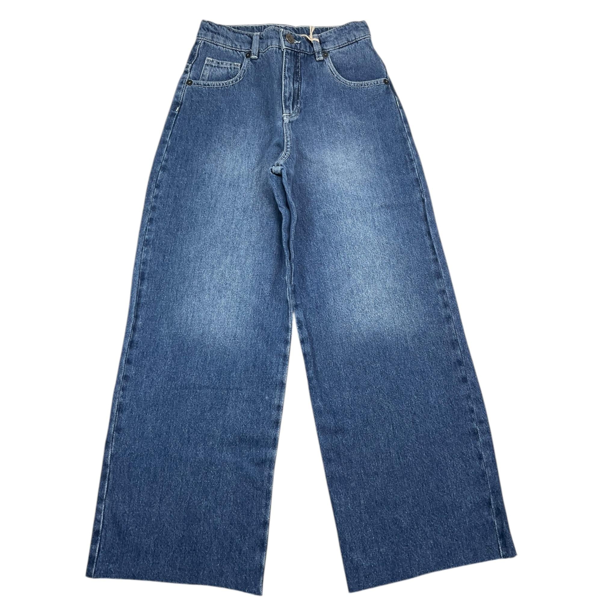 DOU DOU jeans tinta unita con girovita regolabile modello palazzo Blu per Bambina DV6P50 BLU DOU DOU 