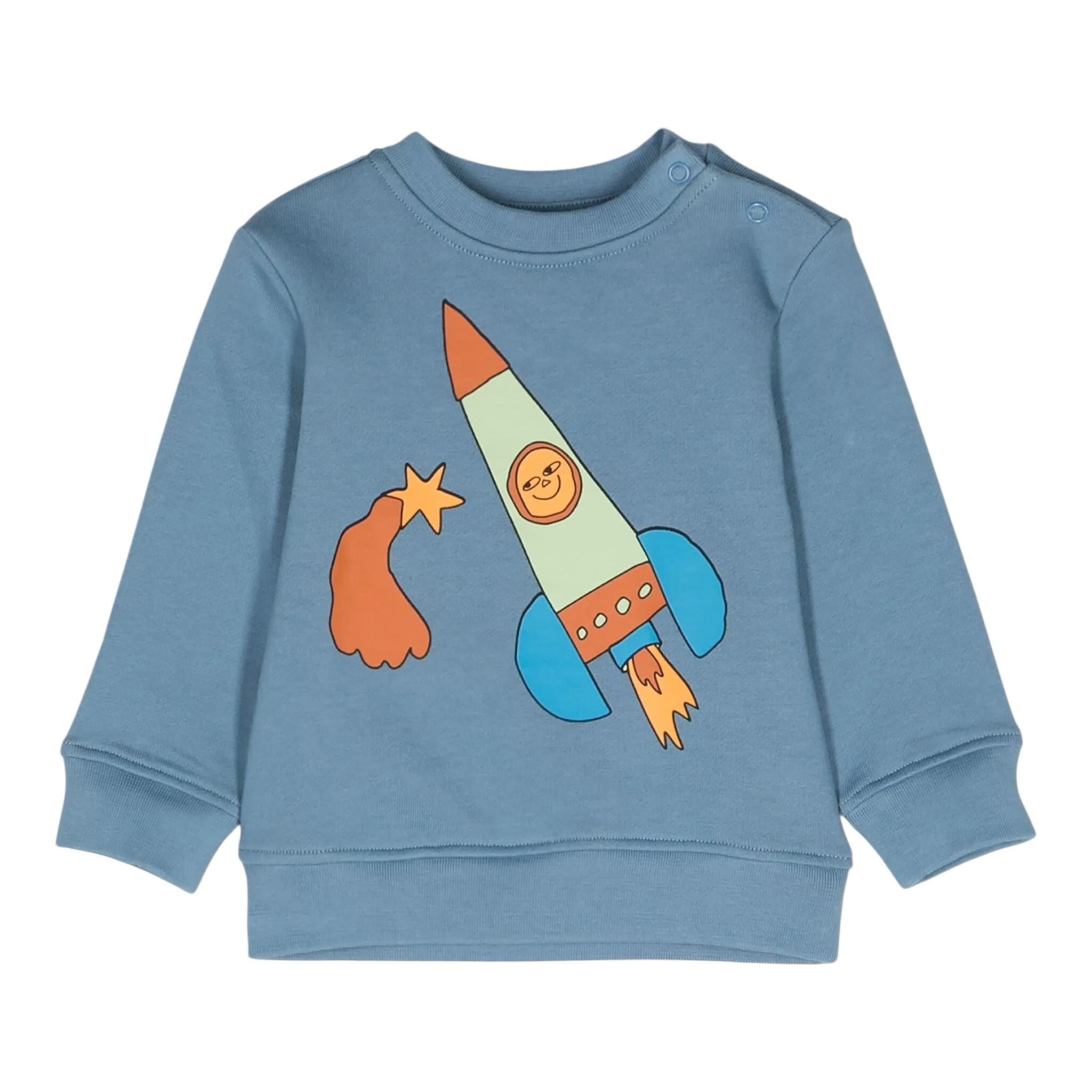 STELLA McCARTNEY felpa girocollo tinta unita con stampa in contrasto Azzurro per Bambino TV4520JX AZZURRO STELLA McCARTNEY 