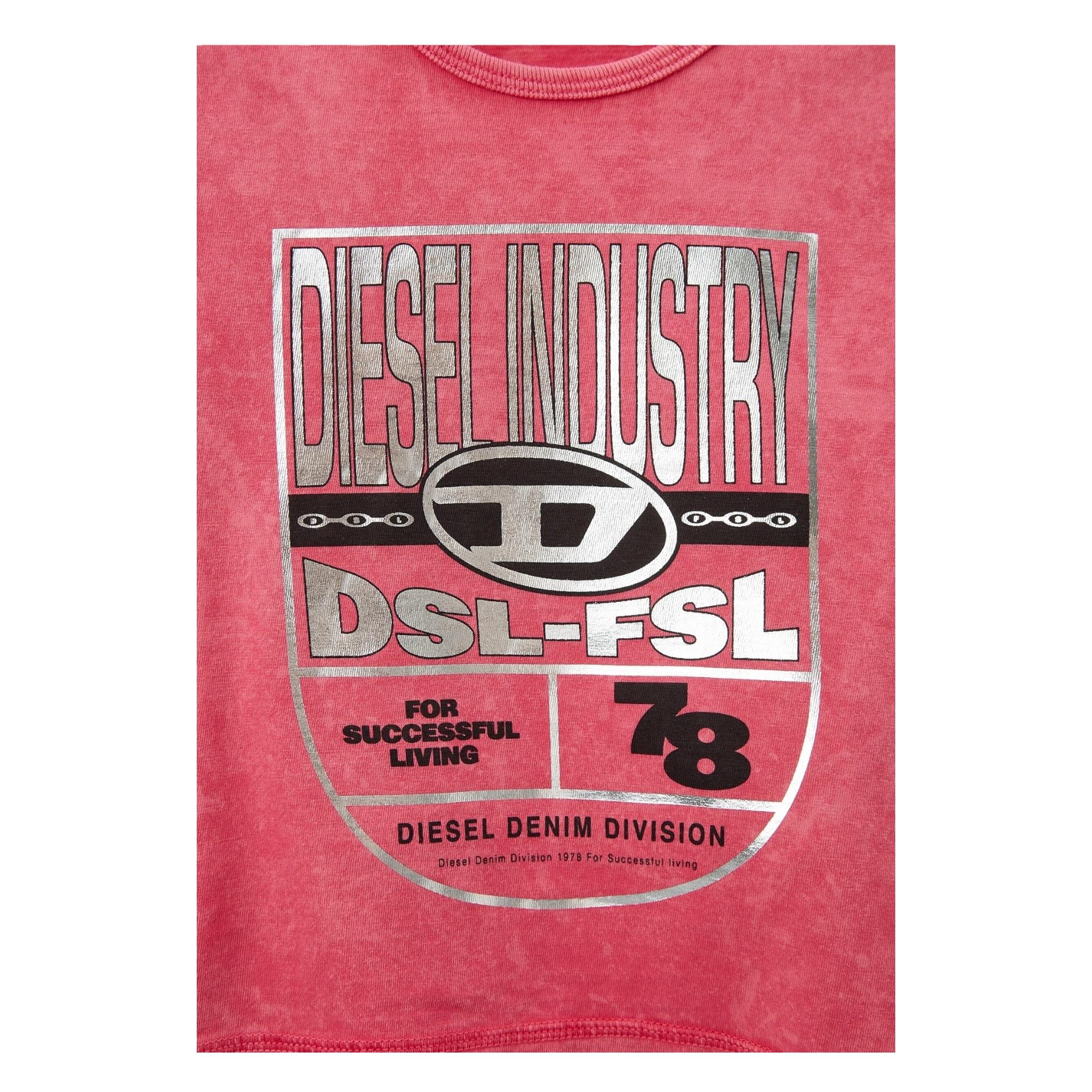 Diesel T-Shirt Girocollo Tinta Unita con Logo per Bambina J02258 FUXIA DIESEL 