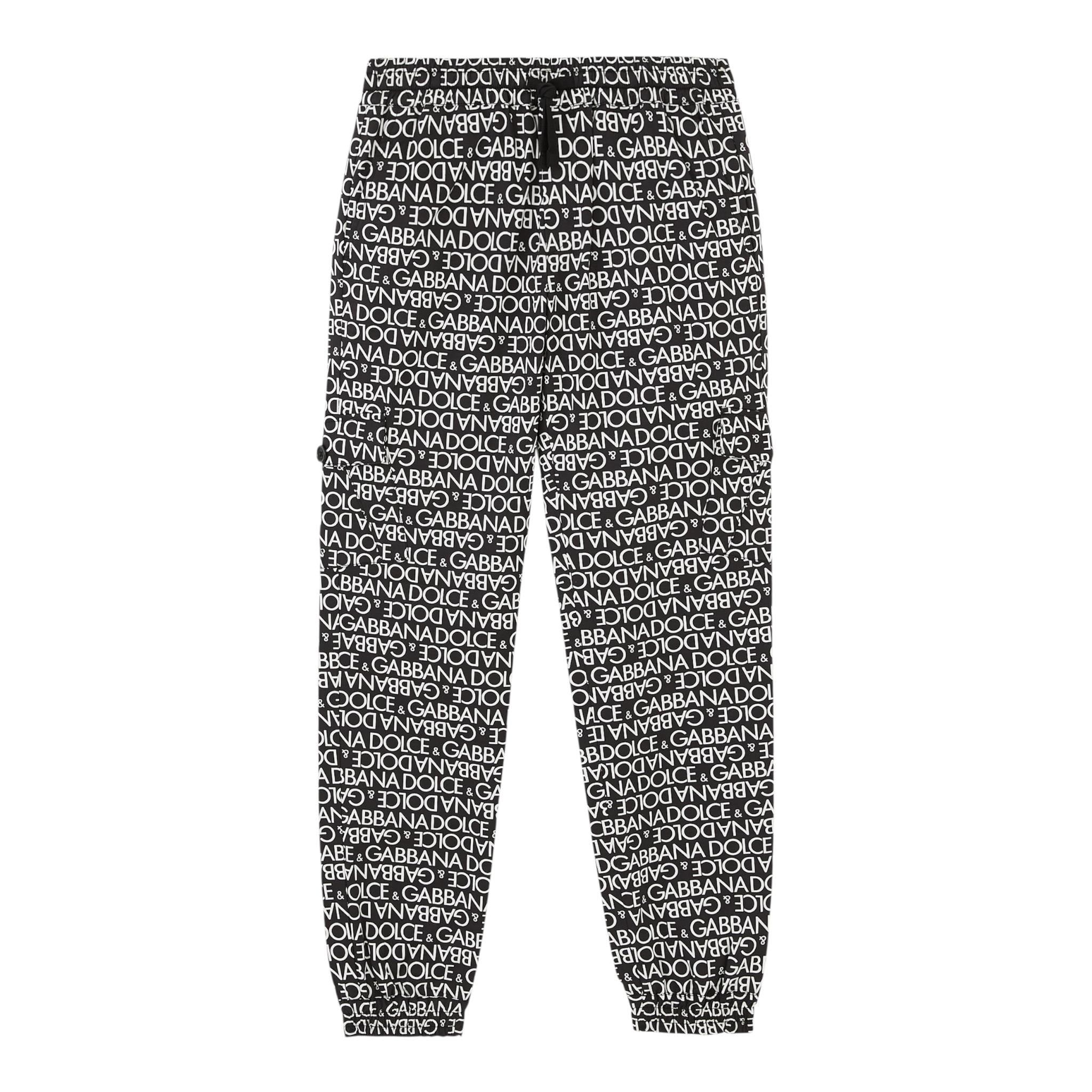 DOLCE & GABBANA pantalone tinta unita con stampe logo Nero per Bambino L44P13 NERO DOLCE & GABBANA 