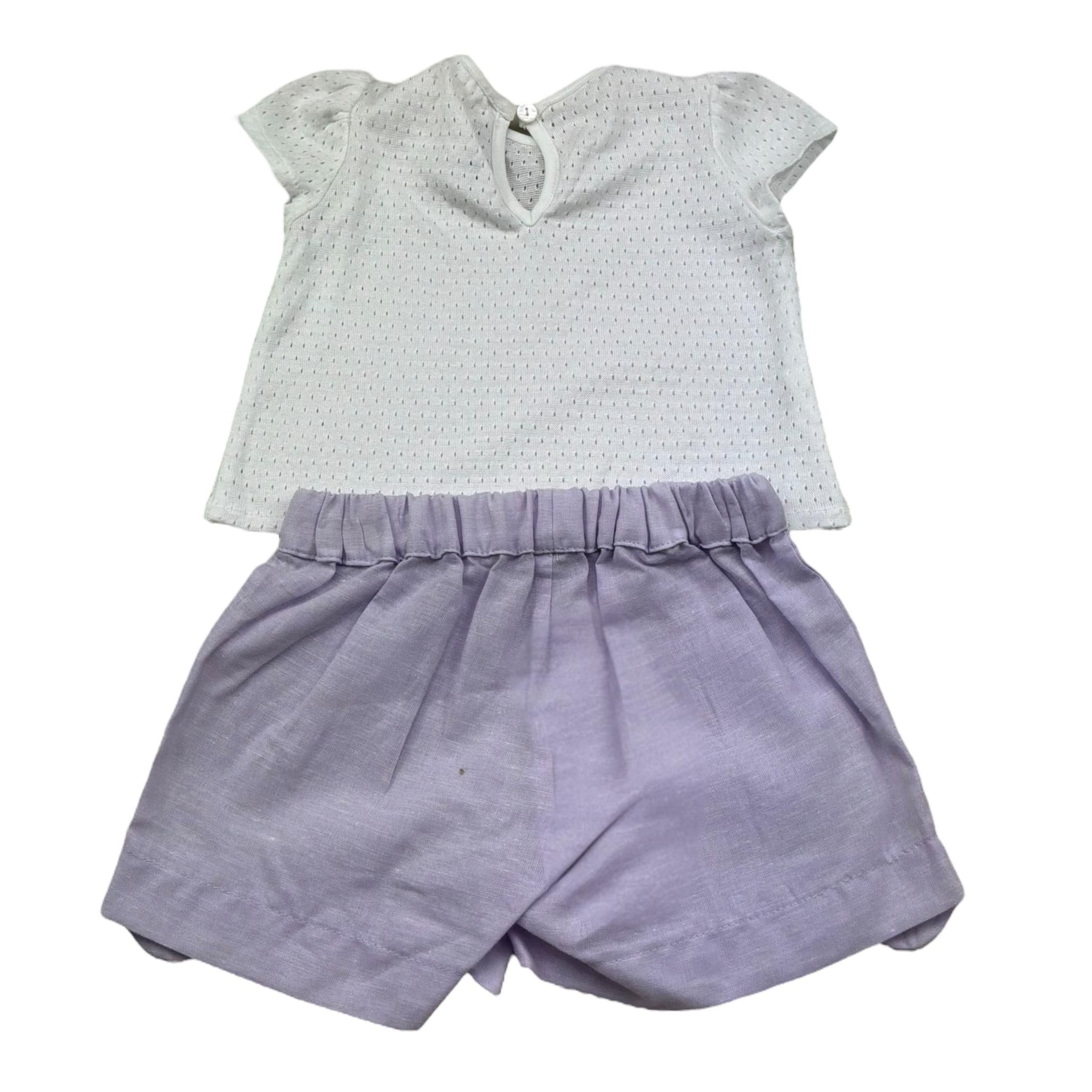 I Delfi Completo 2 Pezzi T-Shirt-Short per Neonata 25P5075 BIANCO/LILLA I DELFI 