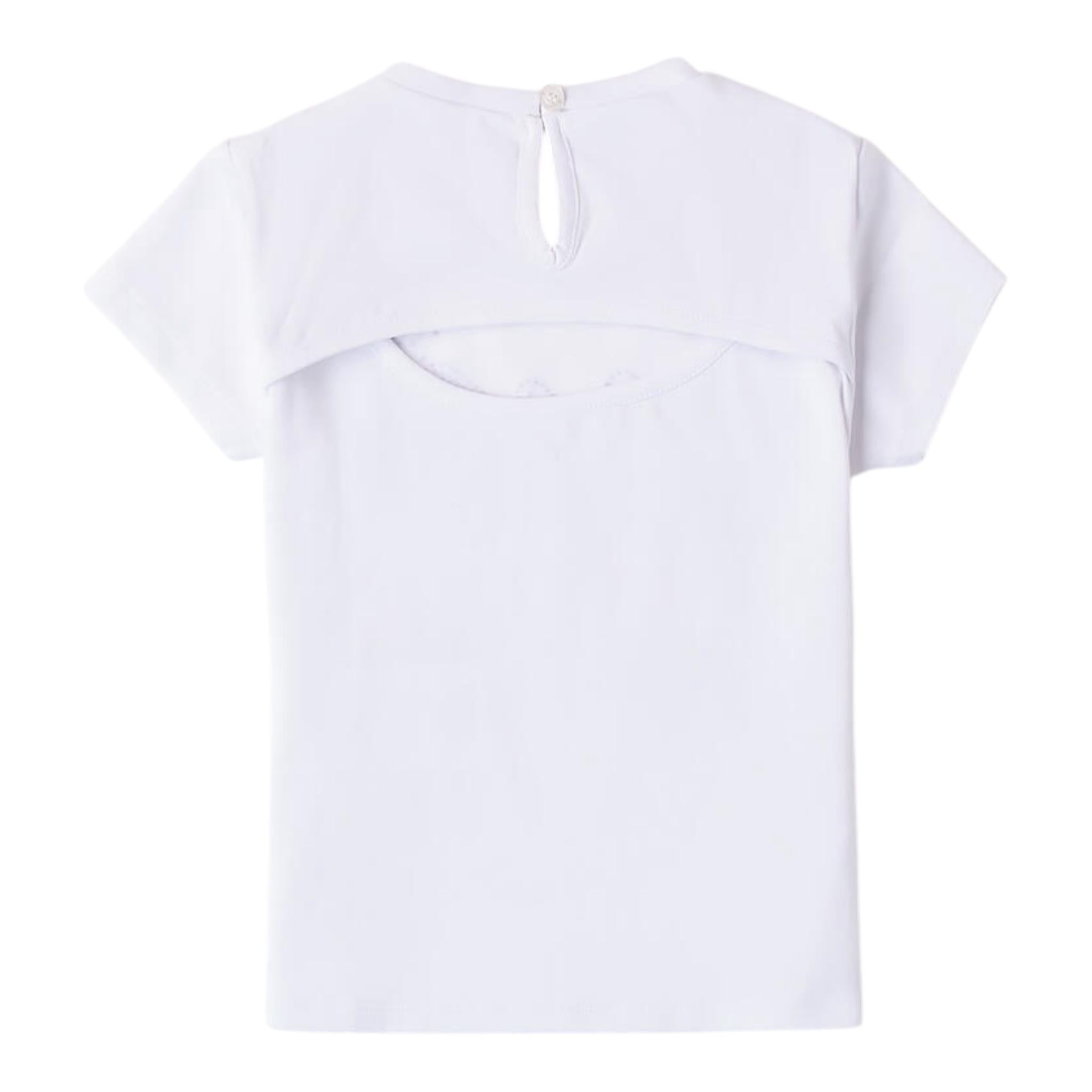 Minibanda T-Shirt Girocollo Tinta Unita con Brillantini per Neonata 0B313 BIANCO MINIBANDA 