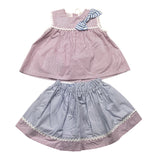 Ilfarobimbi Completo Canotta-Gonna Bicolore Con Fantasia A Righe Bianco Per Bambina
