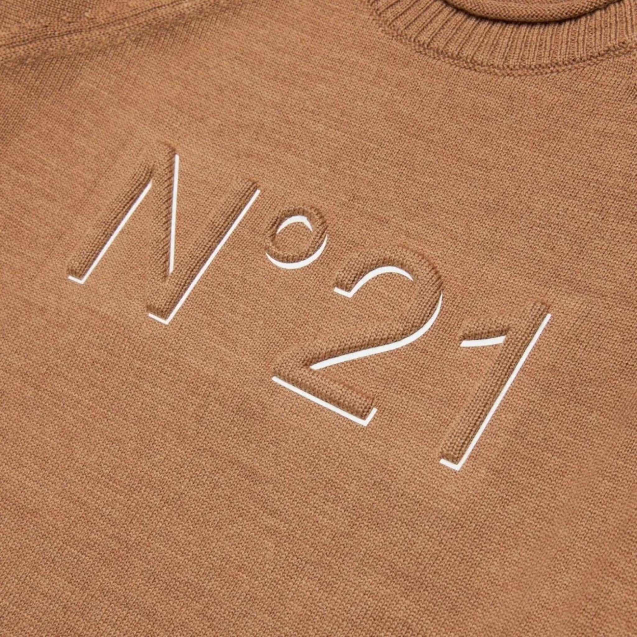 N°21 maglia tinta unita con logo Cammello per Bambino N21953 CAMMELLO N°21 