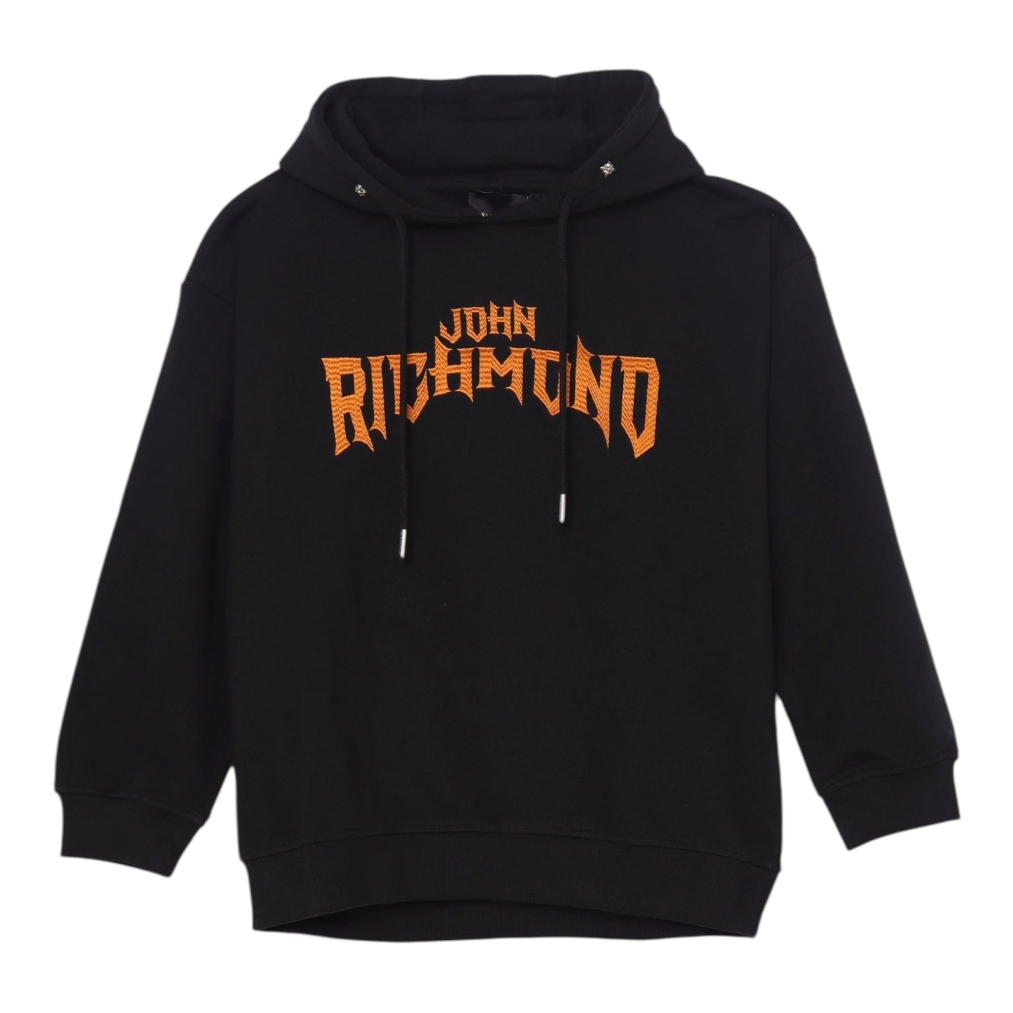 JOHN RICHMOND felpa con cappuccio tinta unita con stampa in contrasto Nero per Neonato RBA24057FENXX NERO JOHN RICHMOND 