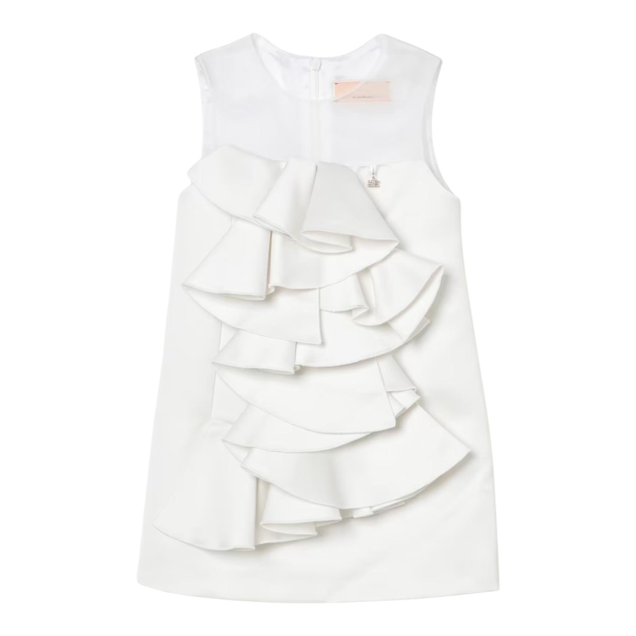 Elisabetta Franchi Abito Giromanica Tinta Unita per Bambina EFAB574 BIANCO ELISABETTA FRANCHI 