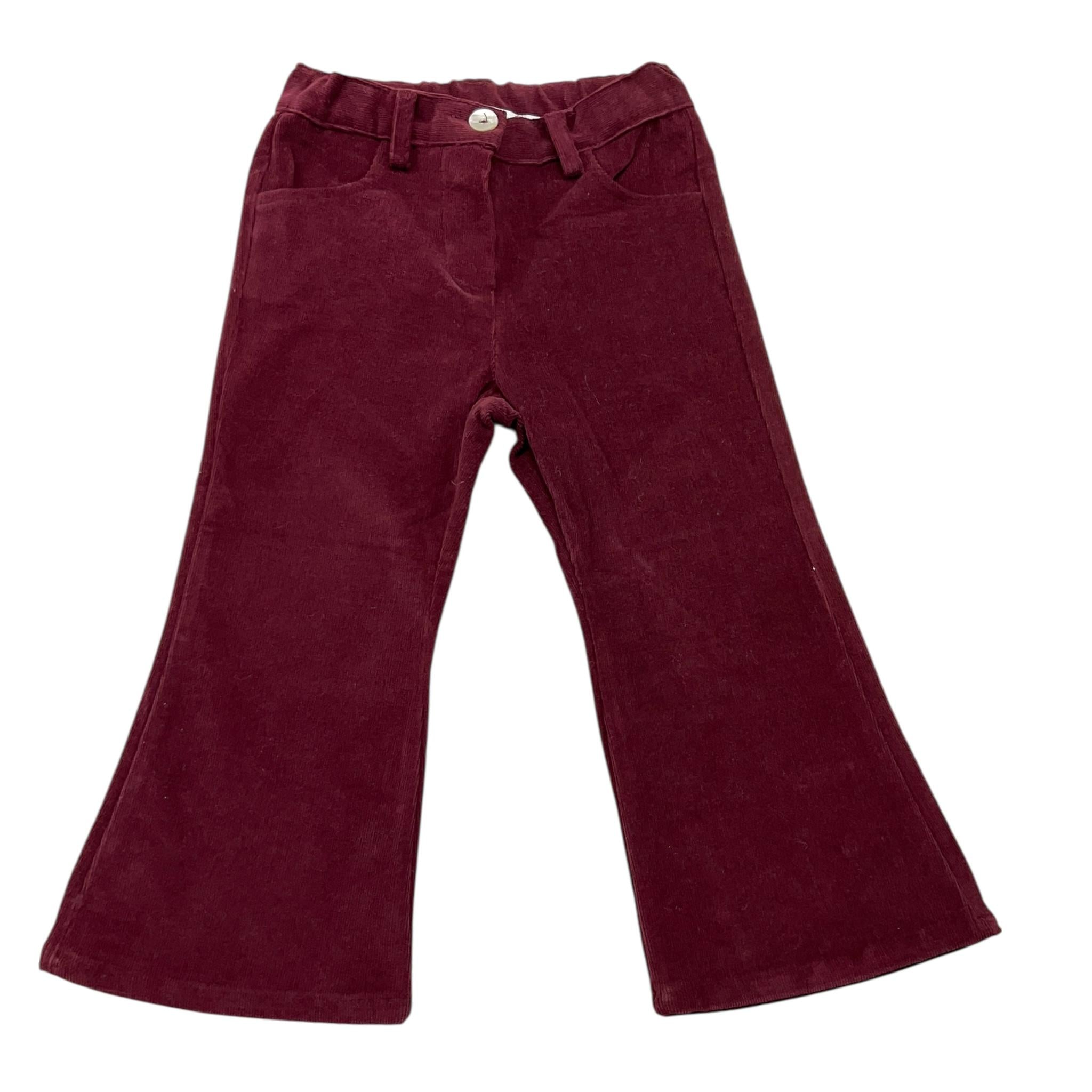 PER TE pantalone tinta unita in velluto modello zampa Bordeaux per Neonata 44208N BORDEAUX PER TE 