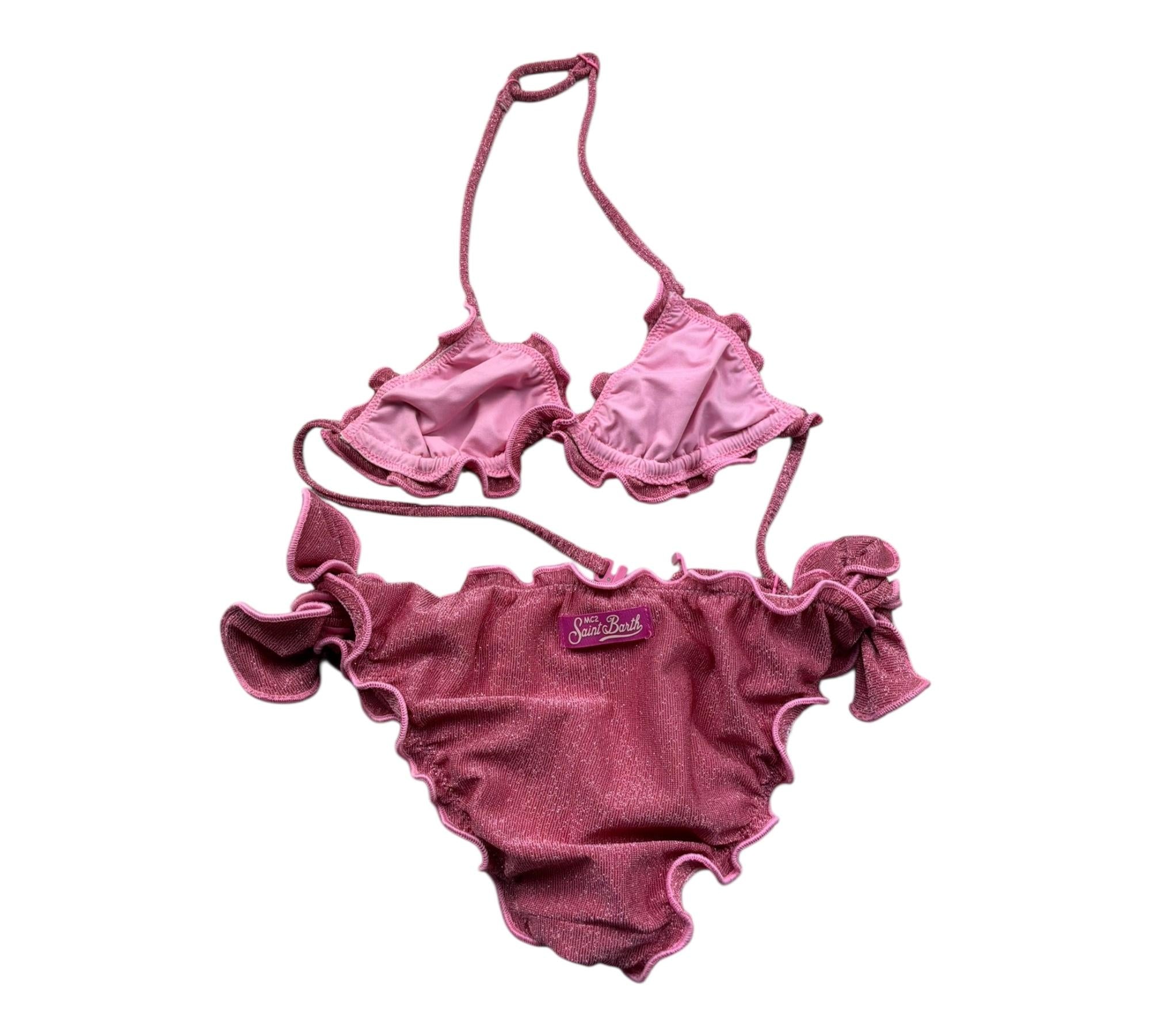 Saint Barth Costume 2 Pezzi Triangolo-Mutandina Lurex per Bambina CRIS001 ROSA SAINT BARTH 