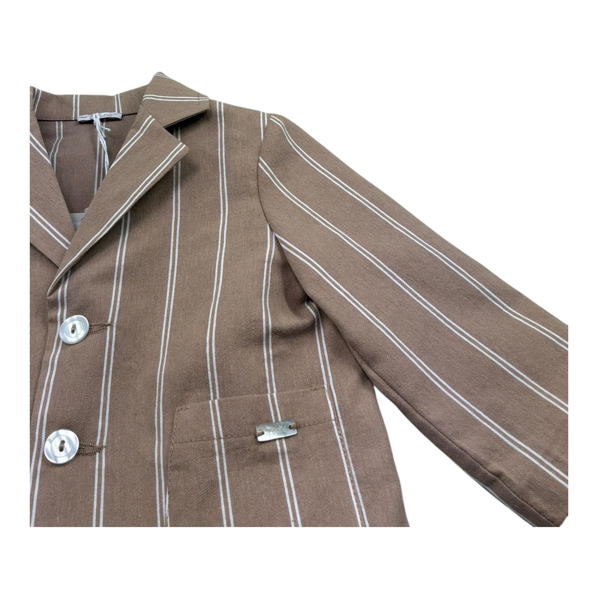 Le Bebe' Giacca Tinta Unita Fantasia A Righe per Neonato LBB5385 MARRONE LE BEBE' 