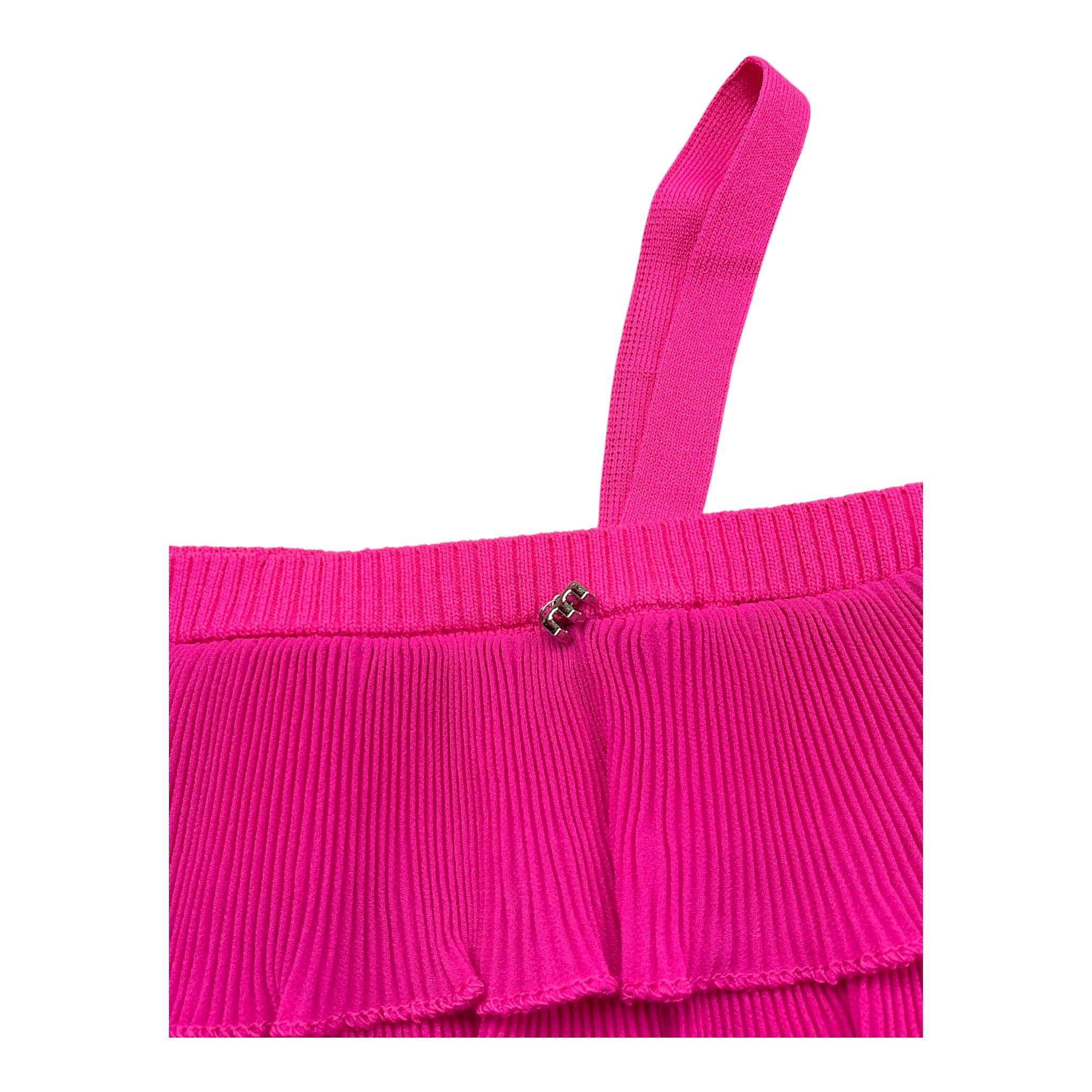 Met Top Tinta Unita con Rouches per Bambina ME291 FUXIA MET 