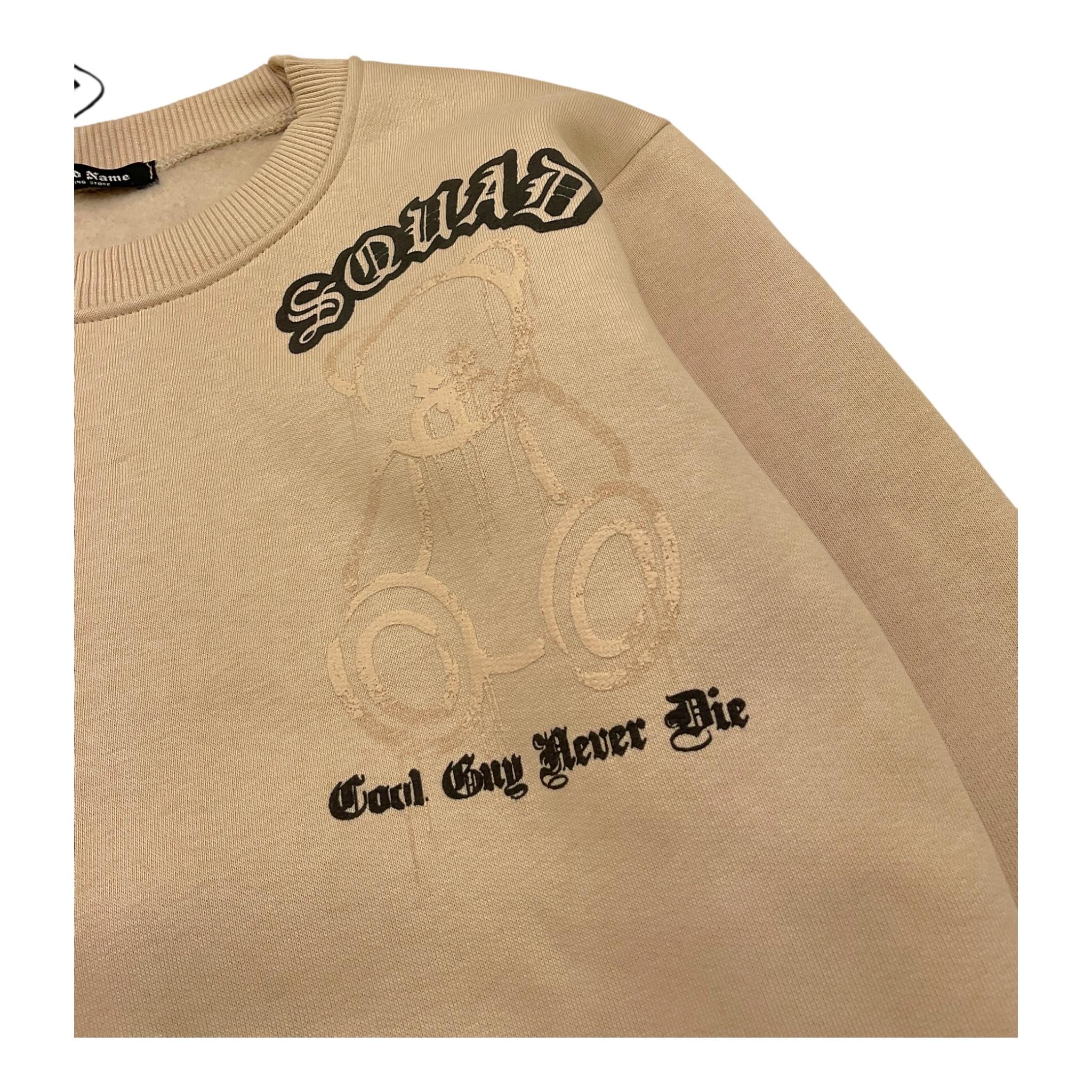 BRAND NAME felpa tinta unita girocollo con stampa Beige per Bambino BRAND3 BEIGE BRAND NAME 