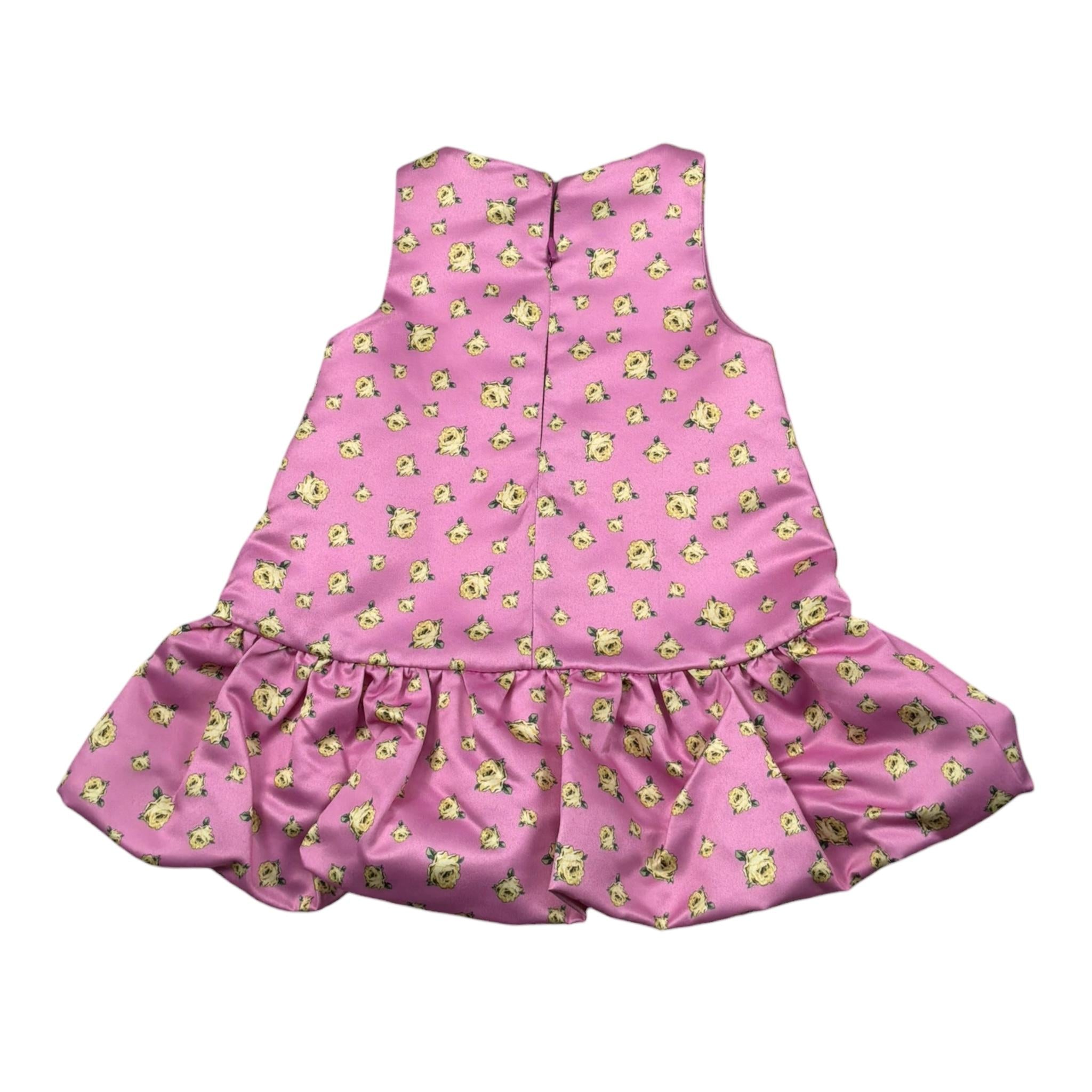 M+E' Abito Giromanica Tinta Unita Stampa Fantasia Floreale per Bambina UE1849 ROSA M+E' 