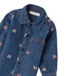 Mini Banda Camicia Manica Lunga tinta unita con Stampa Orsi Blu per Neonato 3B659X BLU MINI BANDA 