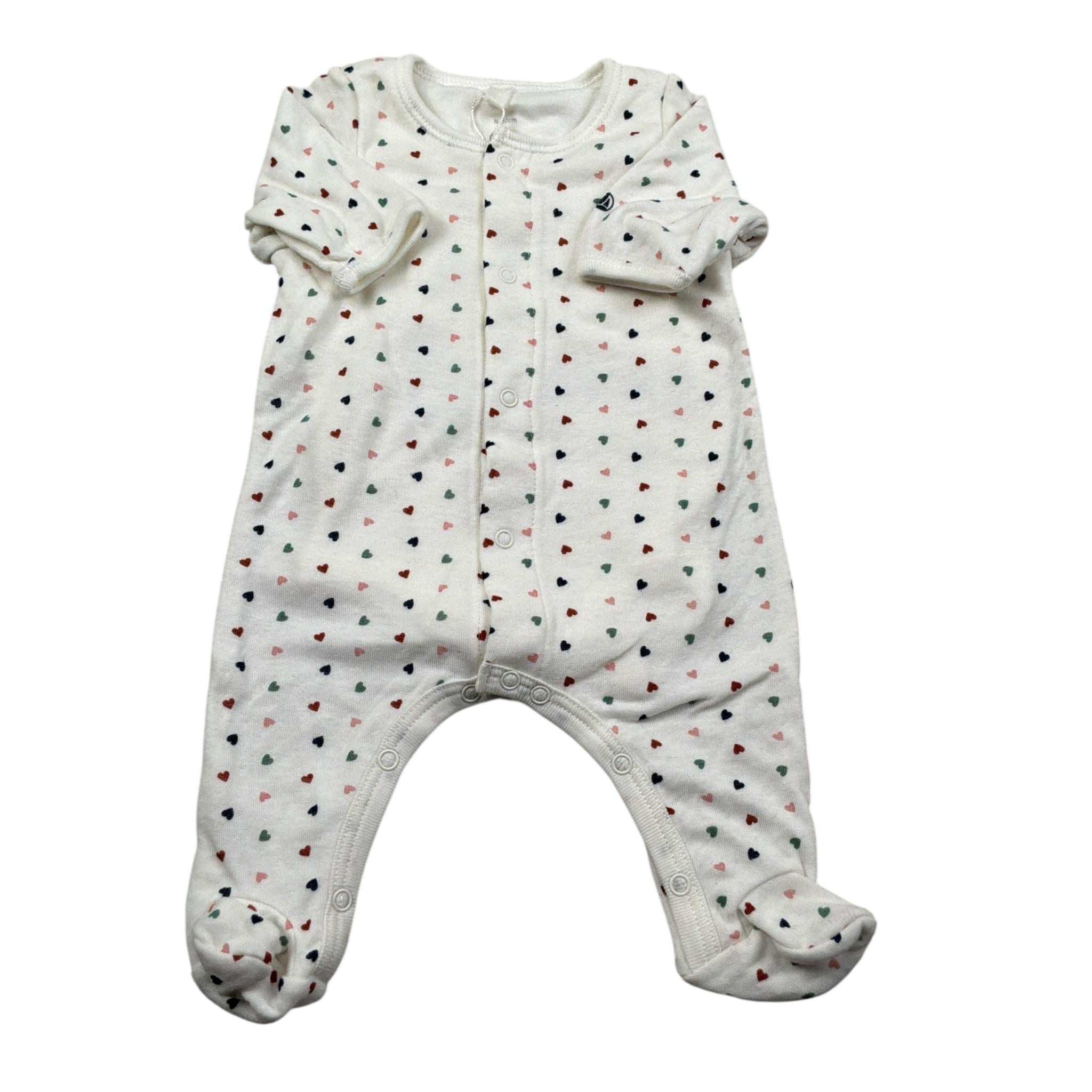 Petit Bateau Tutina Manica Lunga tinta unita Stampe Cuori Panna per Neonata A09G501000 PANNA PETIT BATEAU 