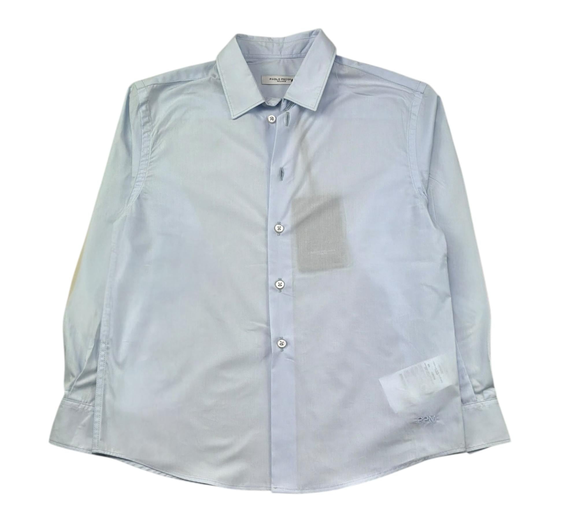 Paolo Pecora Camicia Manica Lunga Tinta Unita per Bambino PP4225 AZZURRO PAOLO PECORA 