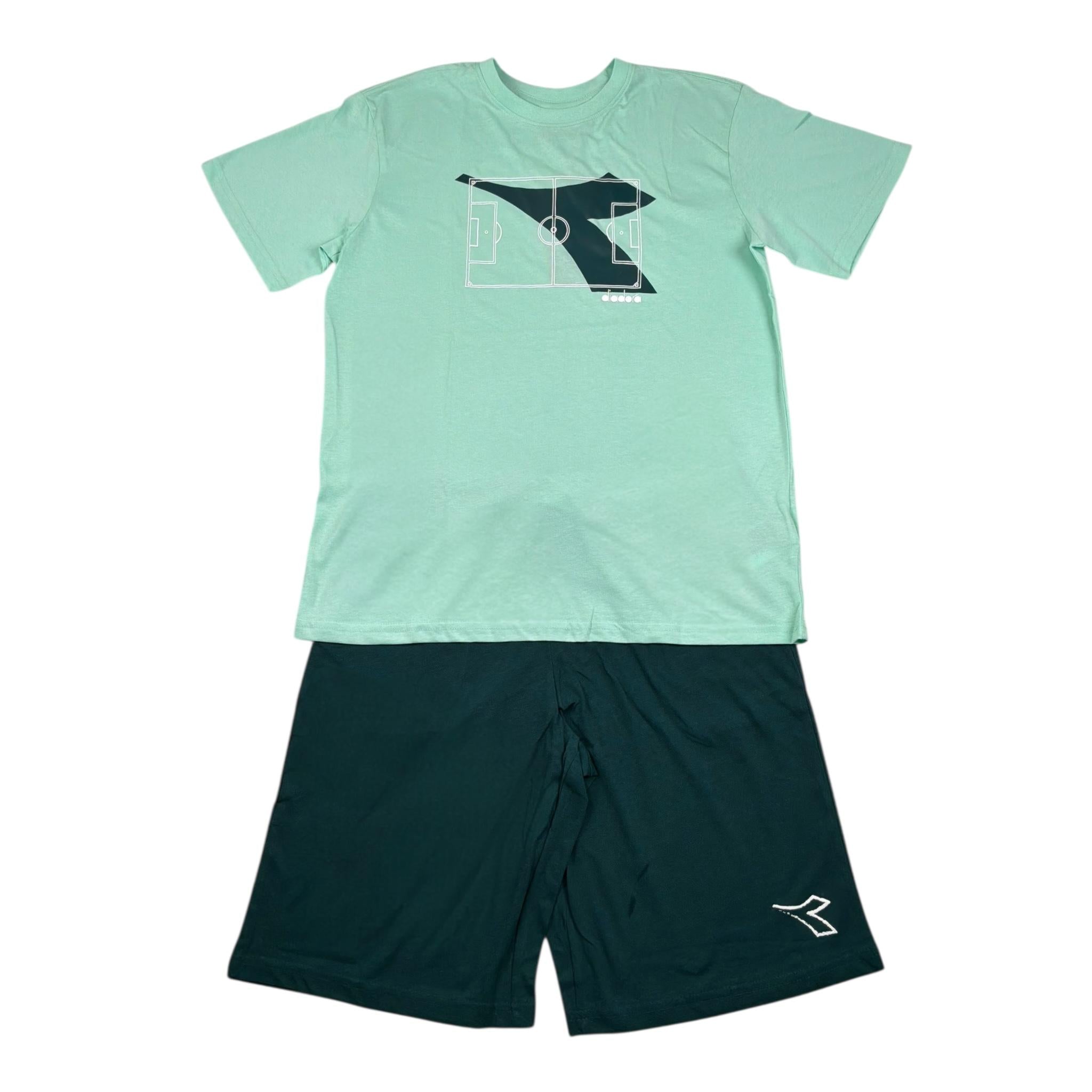 Diadora Completo 2 Pezzi T-Shirt-Leggins Bermuda Bicolore per Bambino 102181710 VERDE DIADORA 