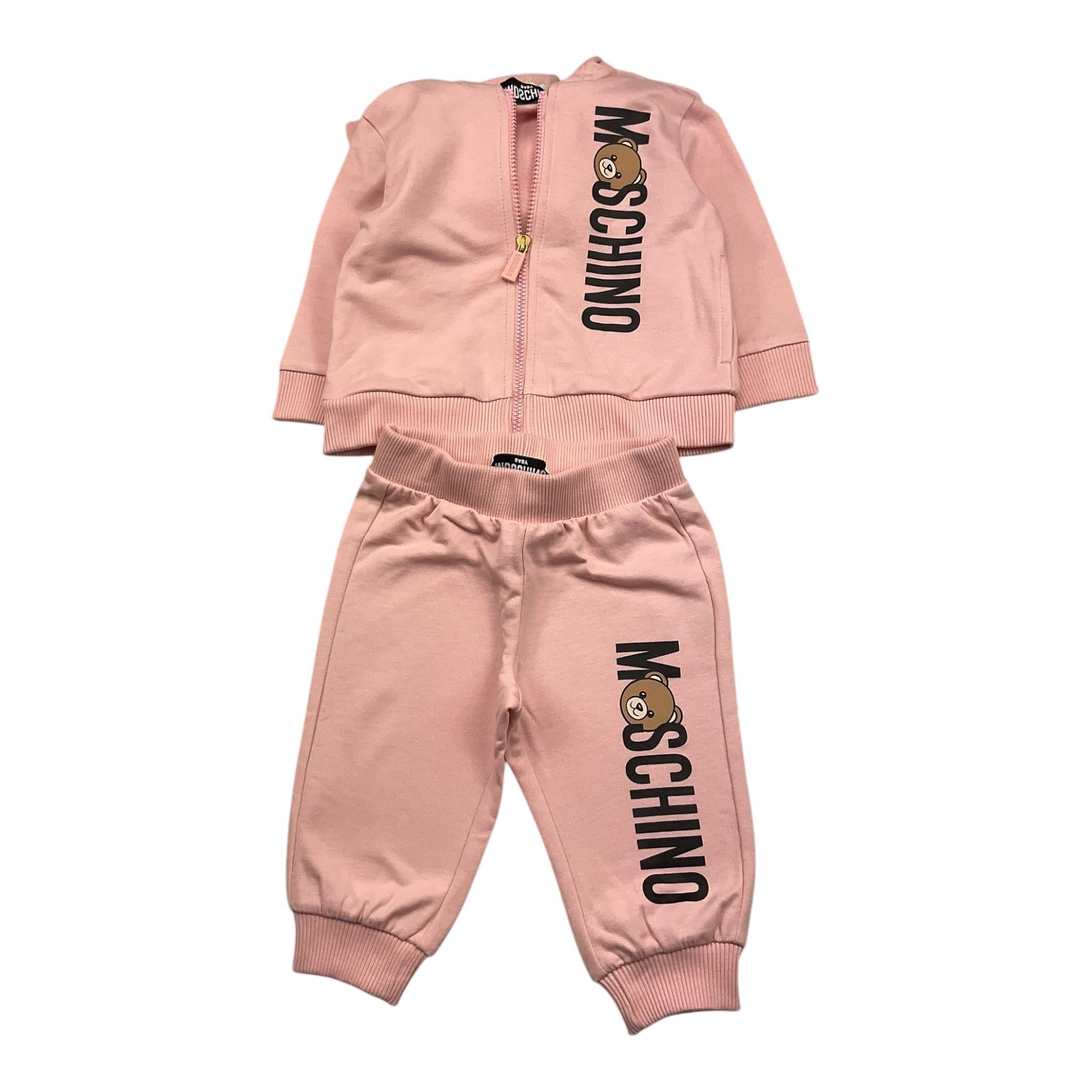 MOSCHINO completo 2pz felpa-pantalone tinta unita Rosa per Neonata MUK05DF ROSA MOSCHINO 