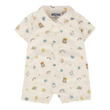 Moschino Pagliaccetto Tinta Unita con Stampa per Neonata MUY07J PANNA MOSCHINO 