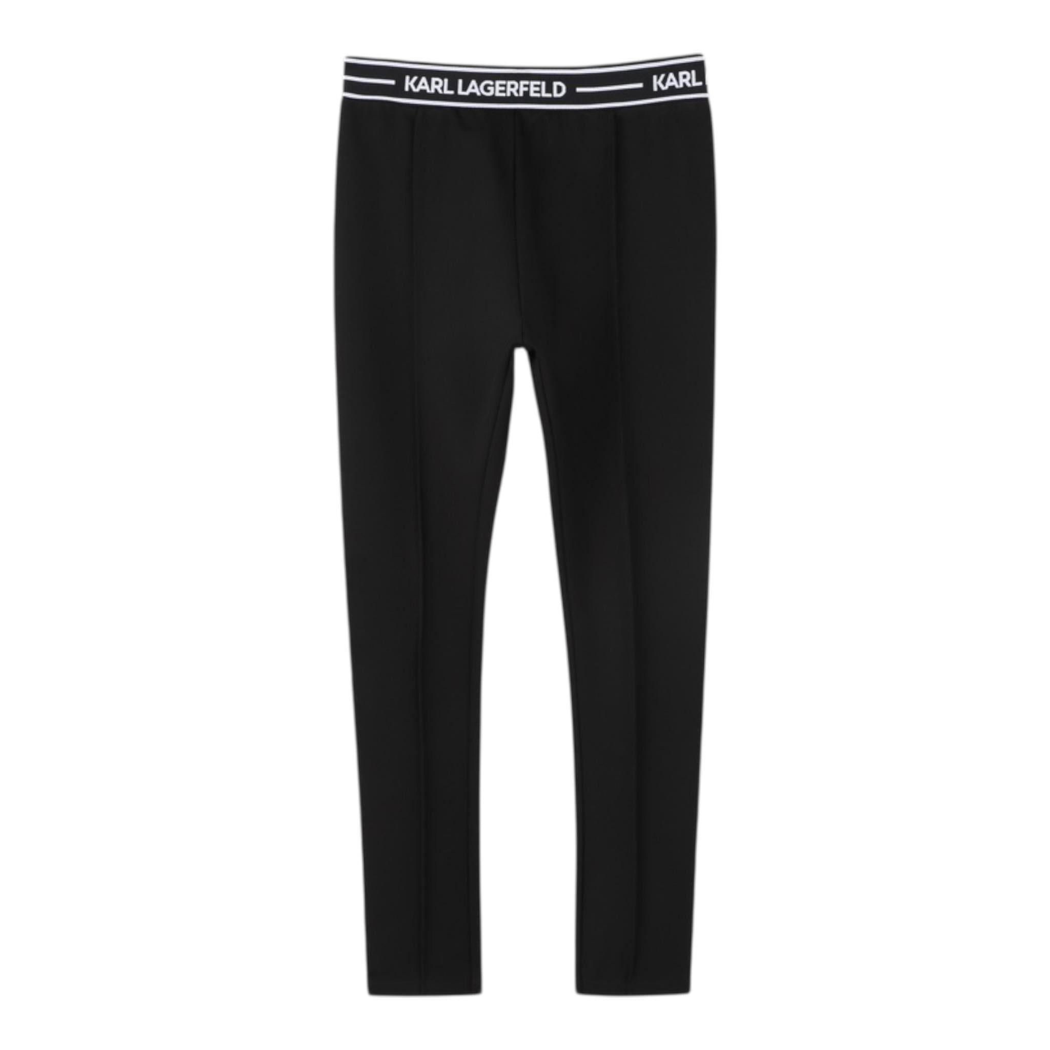Karl Lagerfeld Leggins Tinta Unita con Elastico In Vita Logato per Bambina Z30452 NERO KARL LAGERFELD 