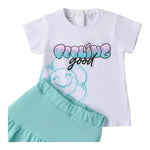 Sarabanda Completo 2 Pezzi T-Shirt-Short  per Bambina 0B253XX BIANCO/AZZURRO SARABANDA 