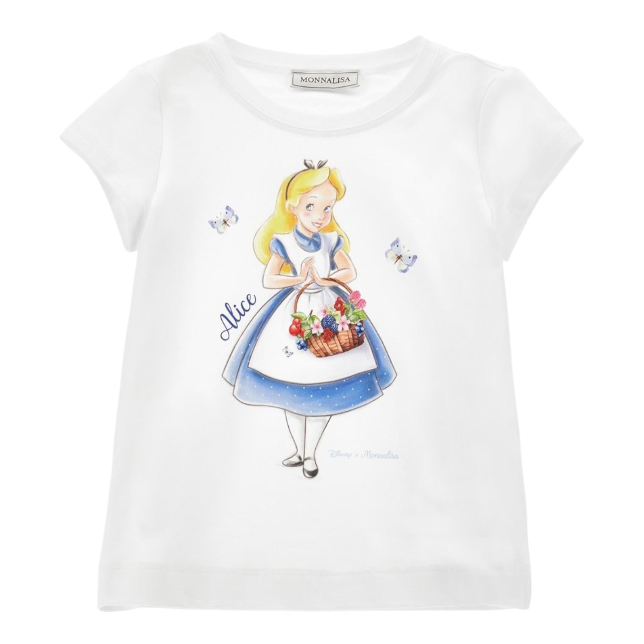Monnalisa T-Shirt Girocollo Tinta Unita con Stampa per Neonata 11E622XXN BIANCO MONNALISA 